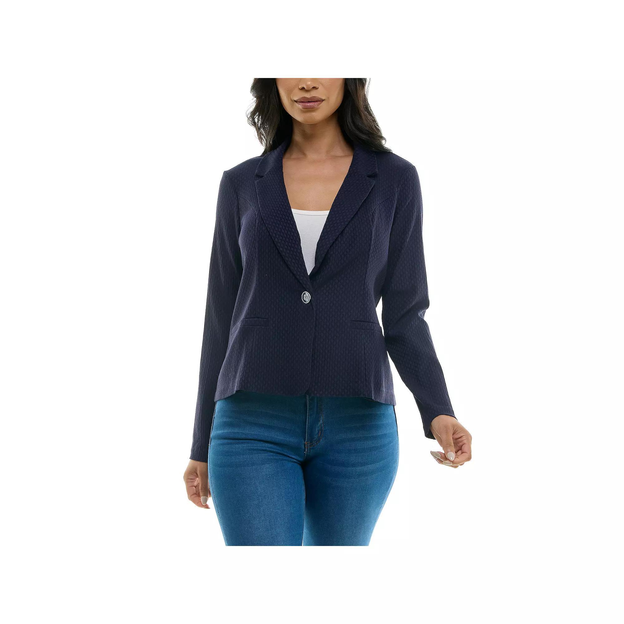 Women's Nina Leonard Cropped Stripe Blazer, Size: Medium, Blue Product Image