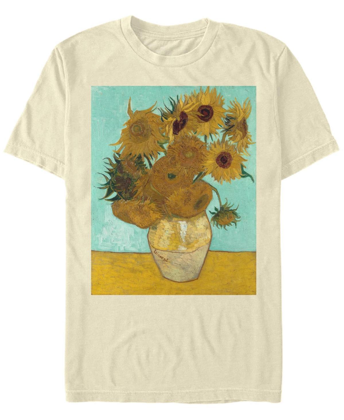 Men's Van Gogh Flowers Painting Tee, Size: Medium, Natural Product Image