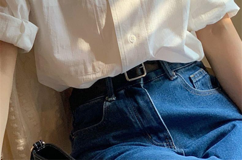 Long-Sleeve Plain Pocket Detail Shirt Product Image