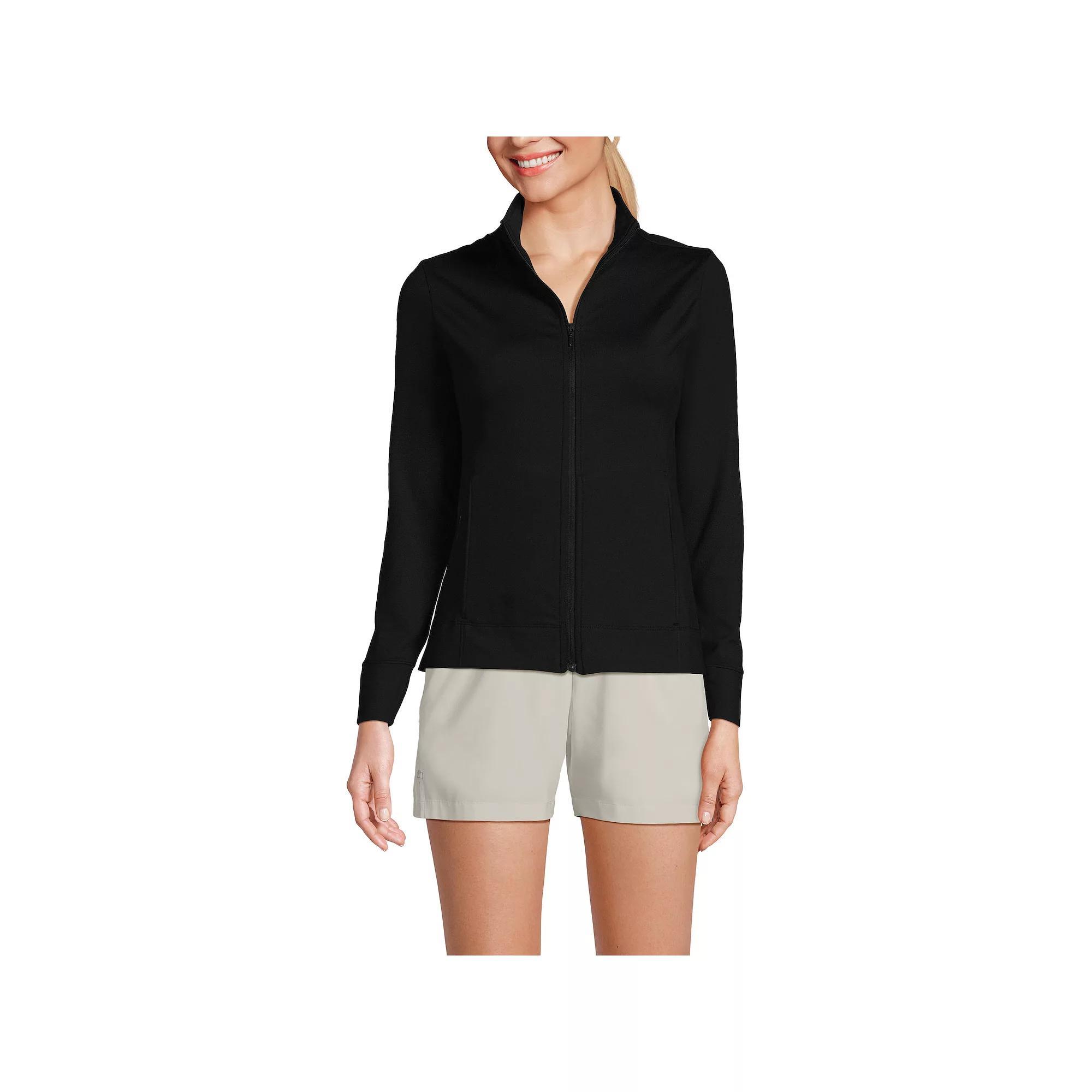 Women's Lands' End Long Sleeve High Impact Front Zip Jacket, Size: Large, Washed Green Product Image