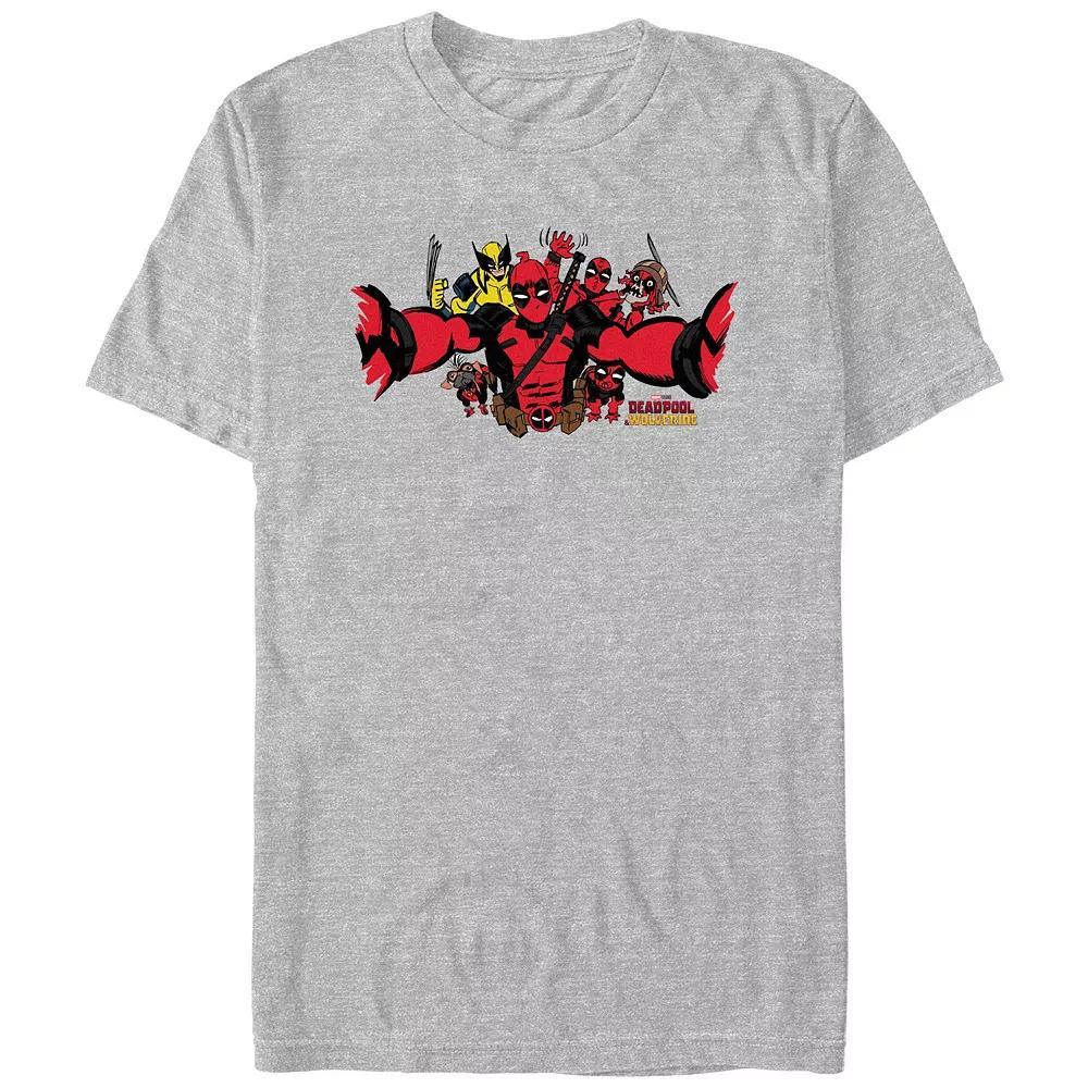 Men's Marvel Deadpool And Wolverine Funny Selfie Graphic Tee, Size: Medium, Athletic Grey Product Image