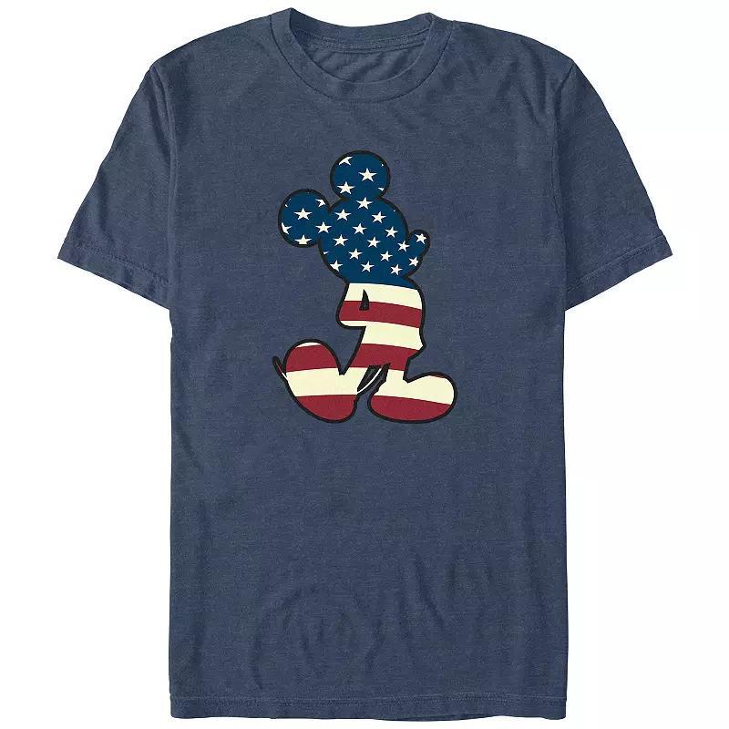 Disney's Mickey Mouse USA Flag Print Silhouette Big & Tall Graphic Tee, Men's, Size: XL Tall, Navy Grey Product Image