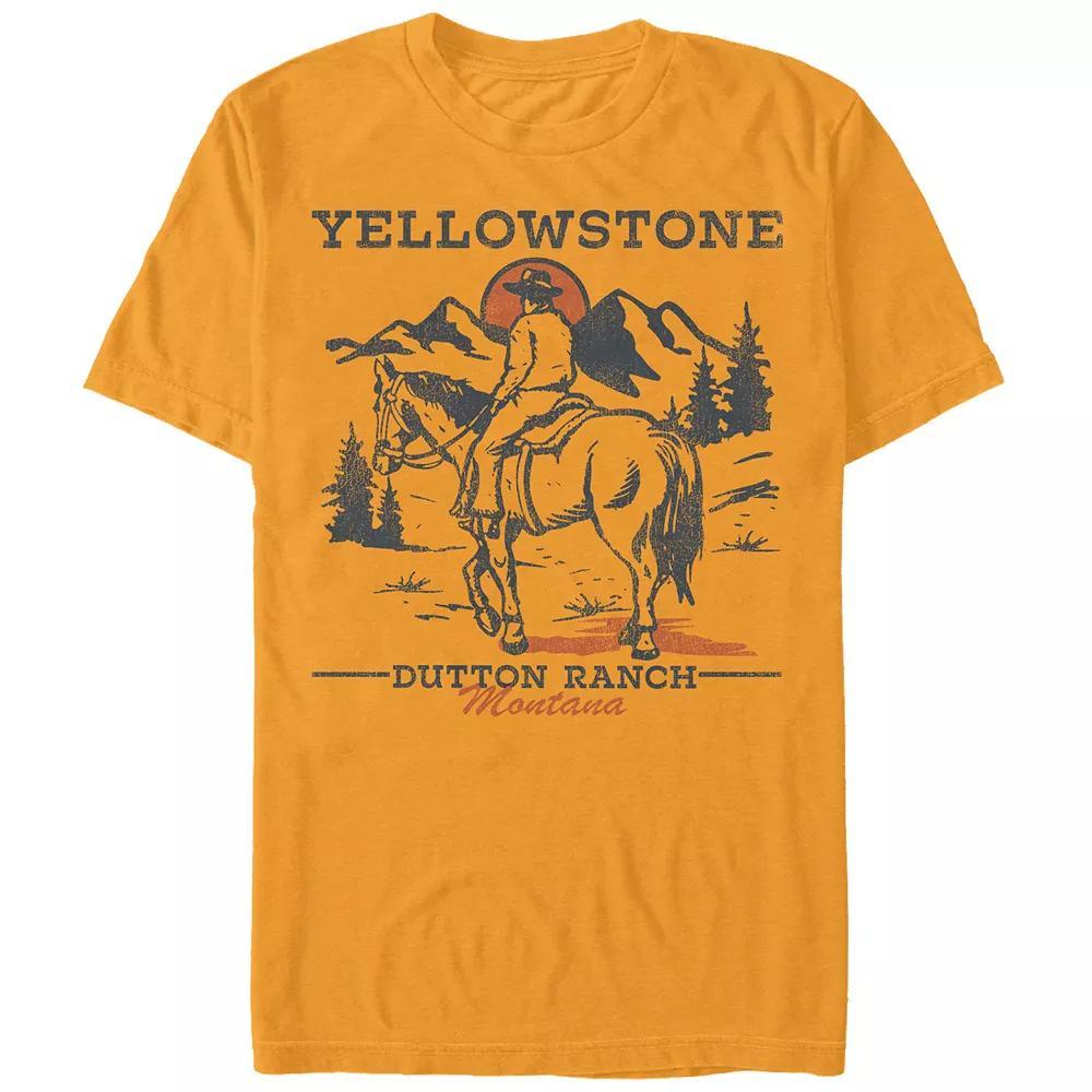 Men's Yellowstone Horse Ride Graphic Tee, Size: Small, Gold Product Image