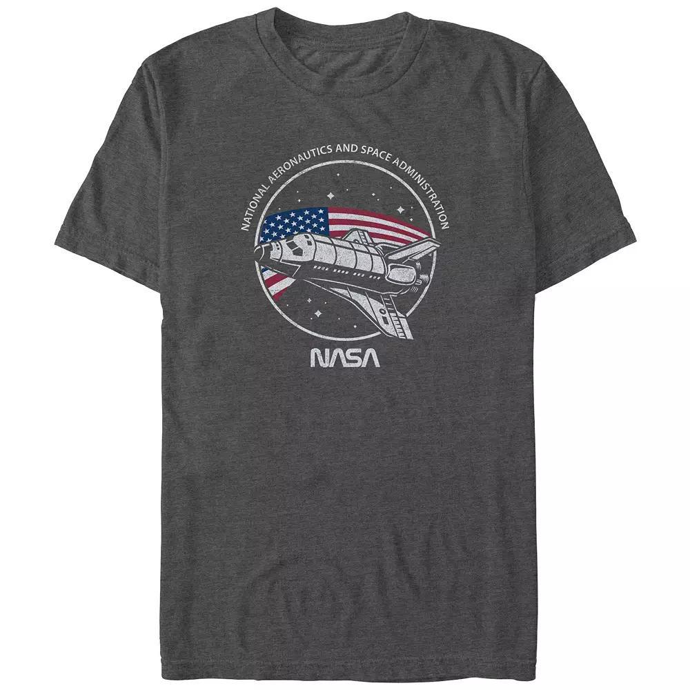 Big & Tall Nasa USA Flag Stamp Graphic Tee, Men's, Size: 3XB, Grey Heather Product Image