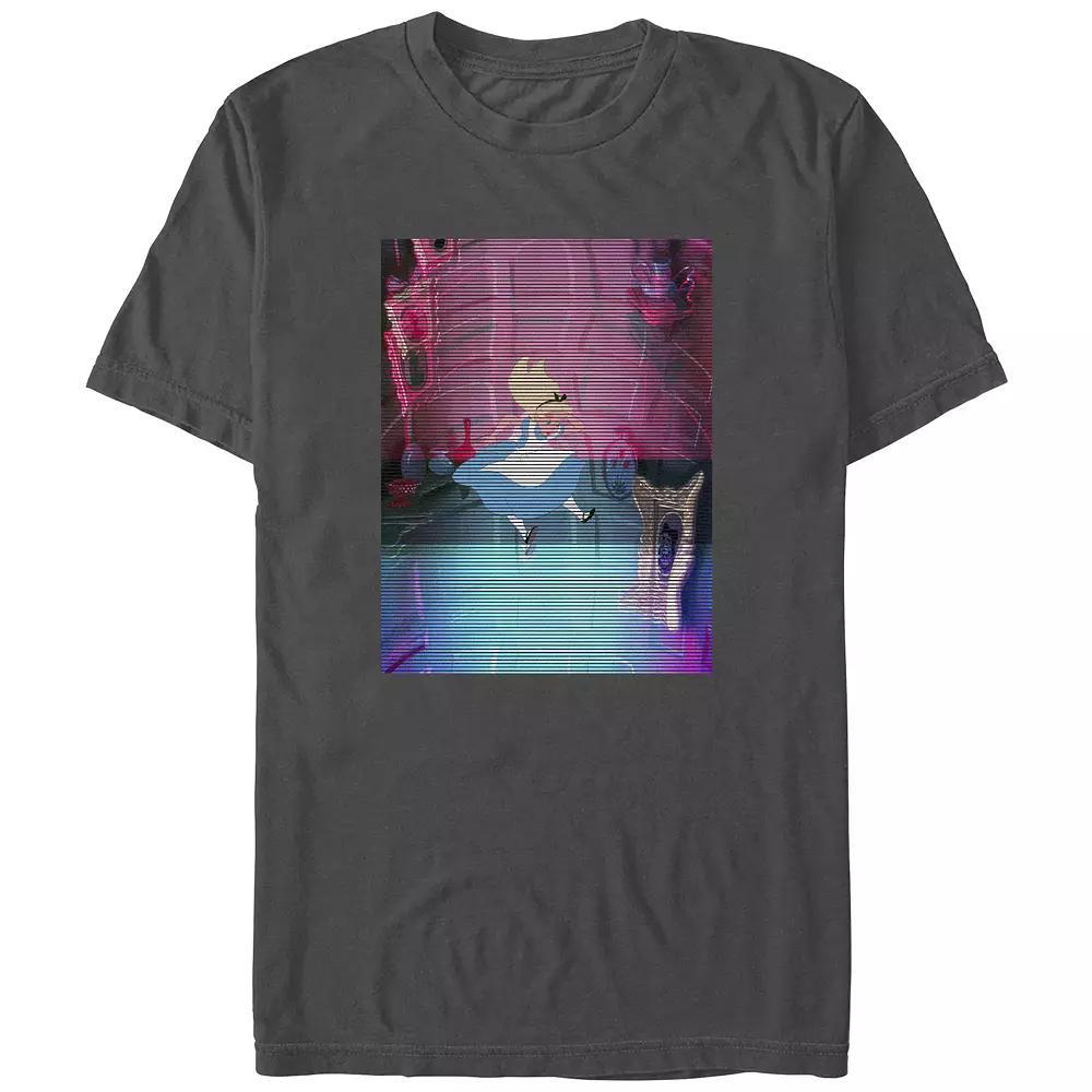 Disney's Alice In Wonderland Glitchy Fall Juniors' Boyfriend Graphic Tee, Women's, Size: Medium, Grey Product Image