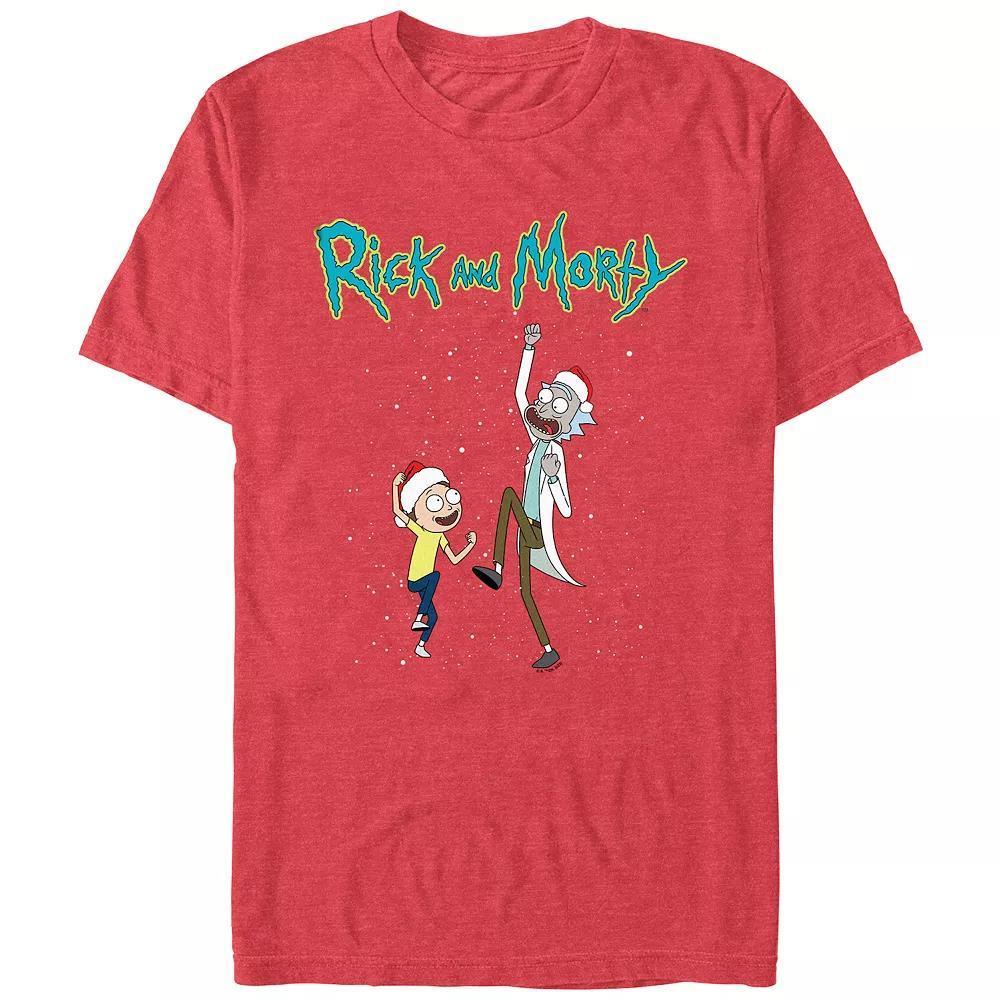 Men's Rick And Morty Christmas Dance Graphic Tee, Size: Small, Red Grey Product Image