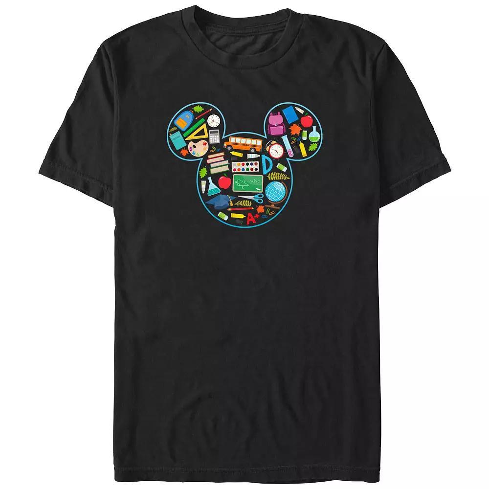 Disney's Mickey Mouse School Supply Icons Big & Tall Graphic Tee, Men's, Size: XL Tall, Black Product Image