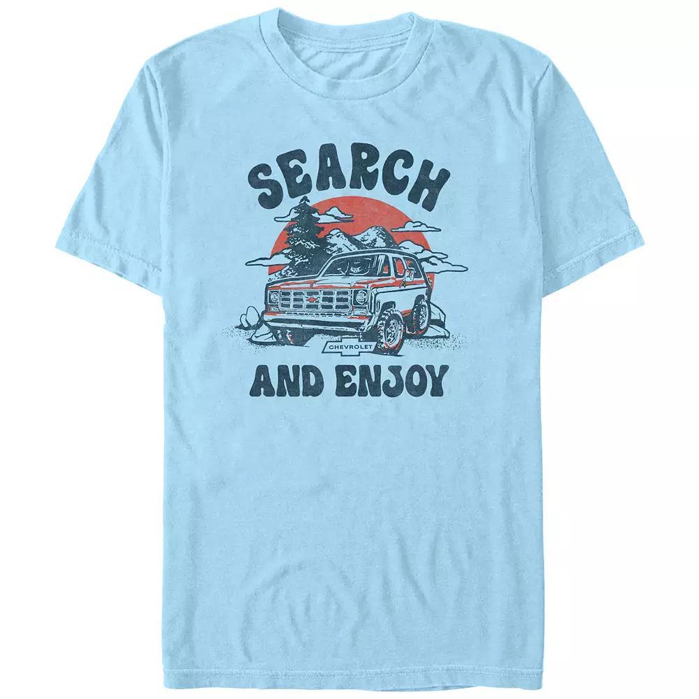 Men's Chevrolet Search And Enjoy Graphic Tee, Size: Medium, Light Blue Product Image