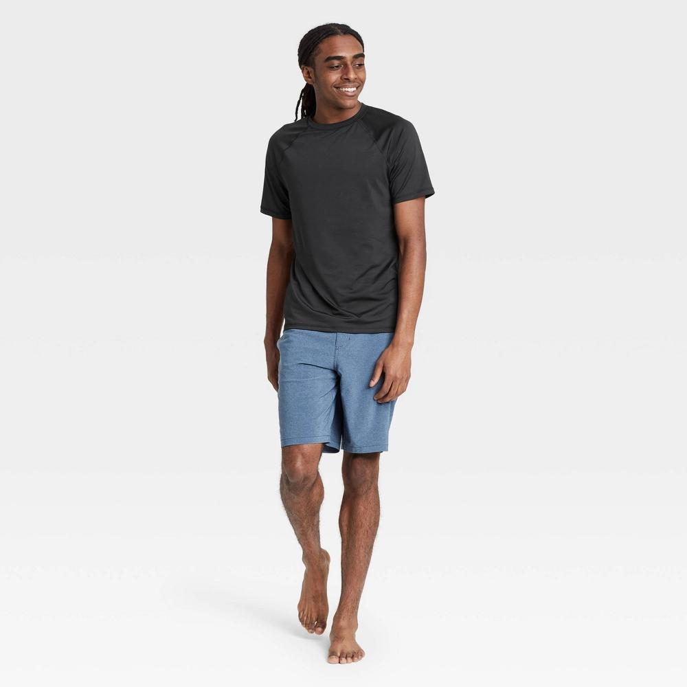 Men's Big & Tall Short Sleeve Rash Guard Swim Shirt - Goodfellow & Co™ Black XLT: Recycled Polyester, UPF 50+, Machine Washable Product Image