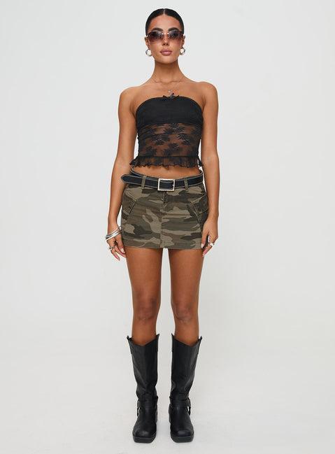 Zakai Cargo Denim Mini Skirt Camo Product Image
