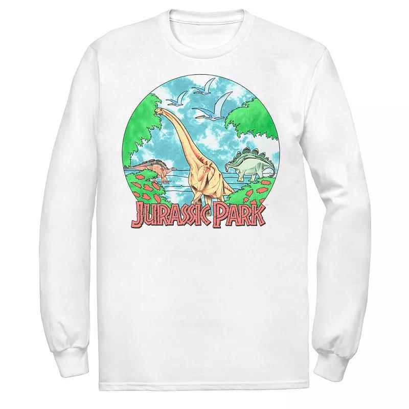 Men's Jurassic Park Retro Globe Watercolor Scene Tee, Size: Medium, Athletic Grey Product Image