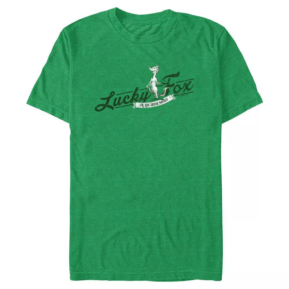 Big & Tall Lucky Fox In His Irish Socks Graphic Tee, Men's, Size: 4XL Tall, Kelly Grey Product Image