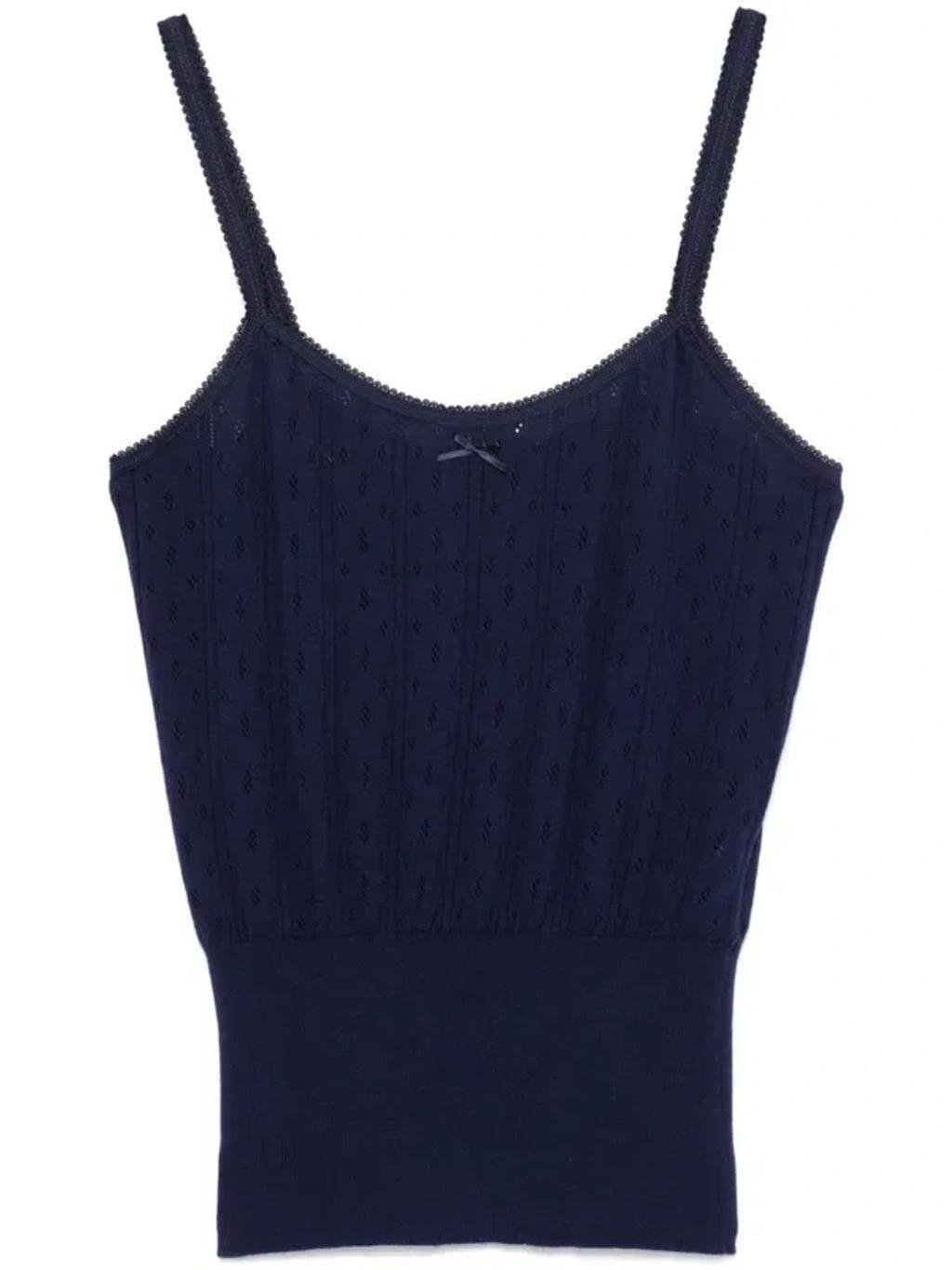 JW ANDERSON Pointelle-knit Top In Navy Product Image