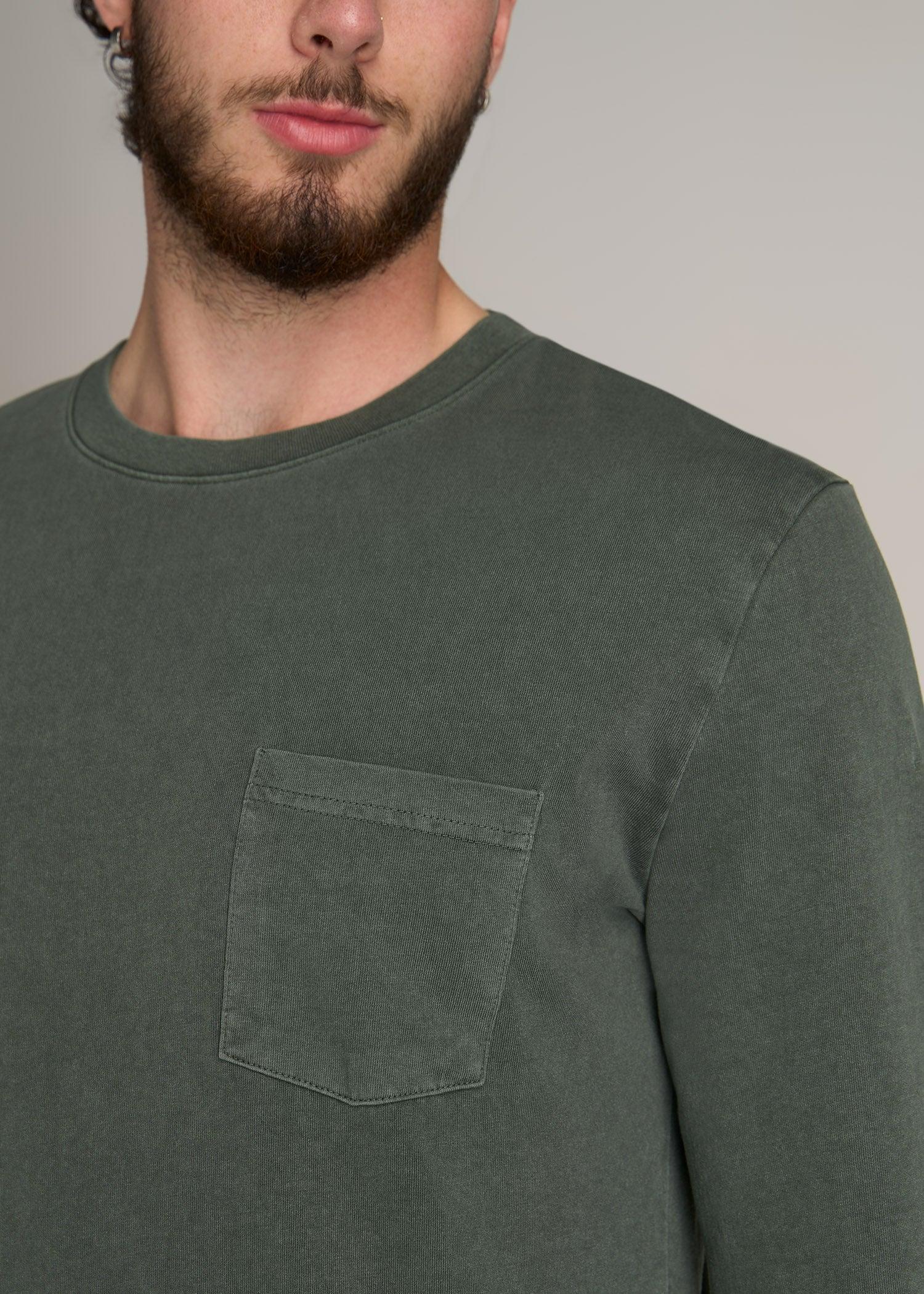 Garment Dyed Long Sleeve Pocket Tall Men's Tee in Spring Olive Product Image