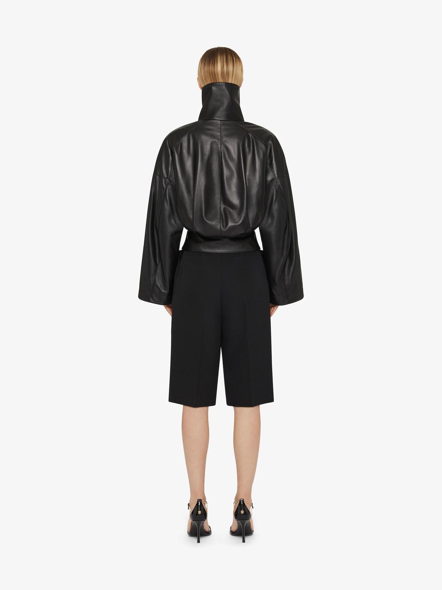Jacket in nappa leather with adjustable collar Product Image