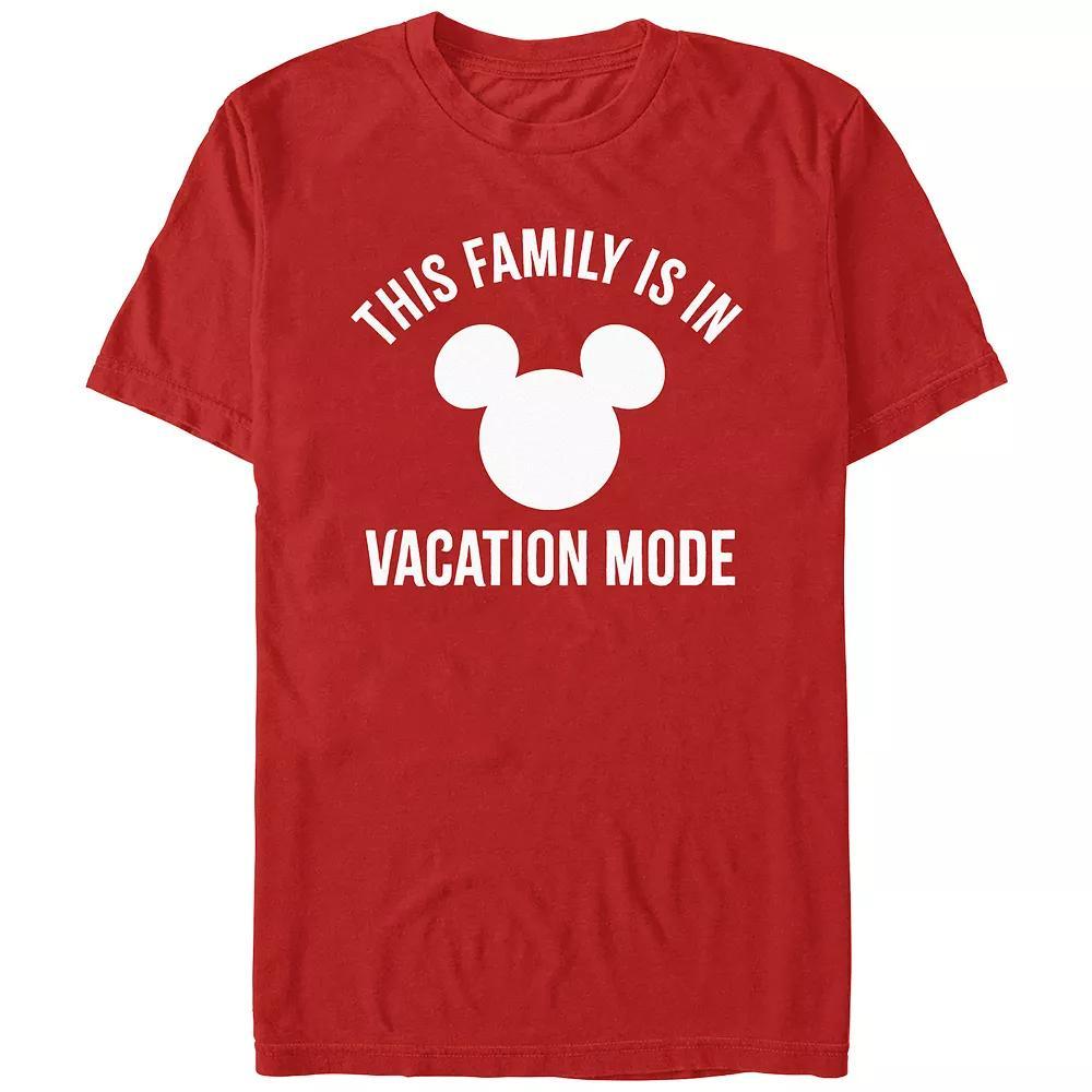 Disney's Men's This Family Is In Vacation Mode Mickey Head Logo Tee, Size: Medium, Red Product Image