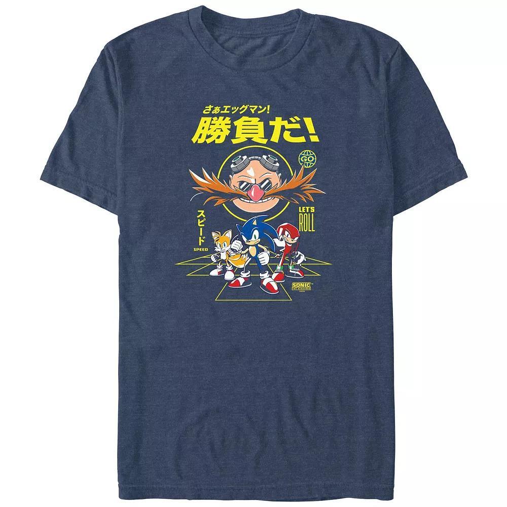 Men's Sonic The Hedgehog Let's Roll Graphic Tee, Size: 3XB, Navy Grey Product Image