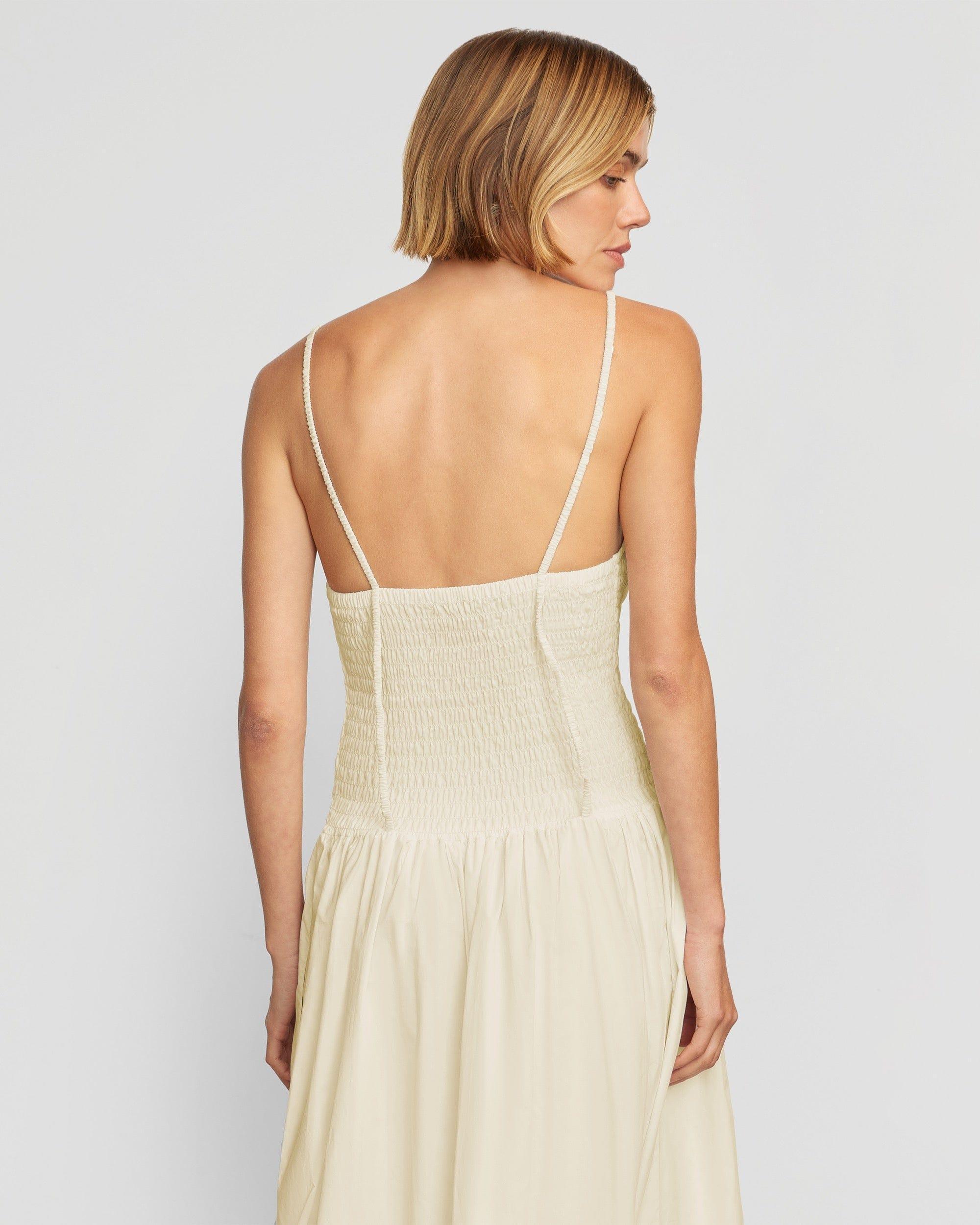 Venus Smocked Organic Cotton Midi Dress Product Image