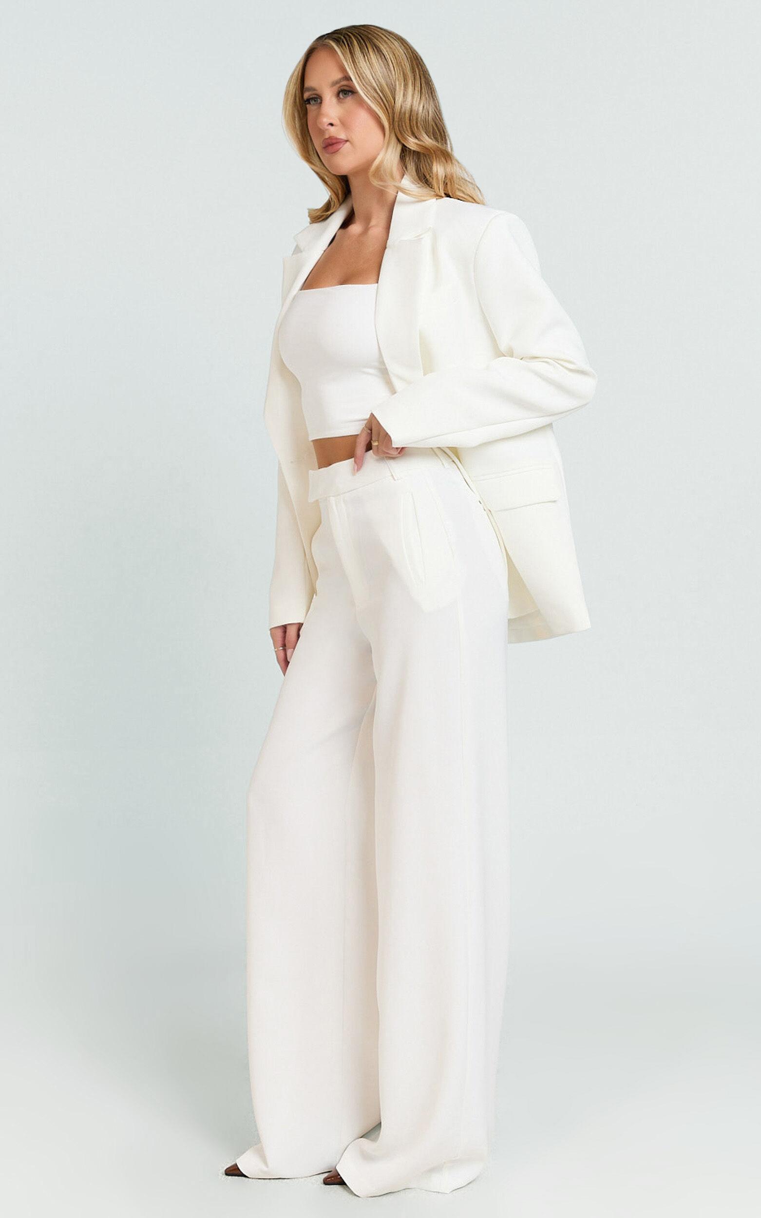 Selena Blazer - Boxy Single Breasted Blazer in Cream Product Image