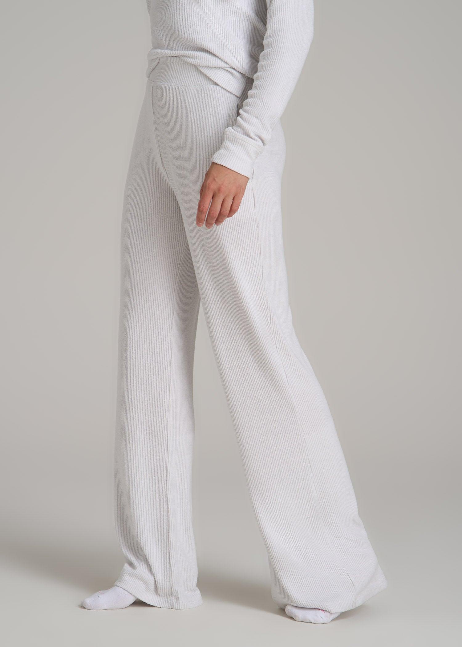 Women's Ribbed Flare Lounge Pants for Tall Women in Cloud White Product Image