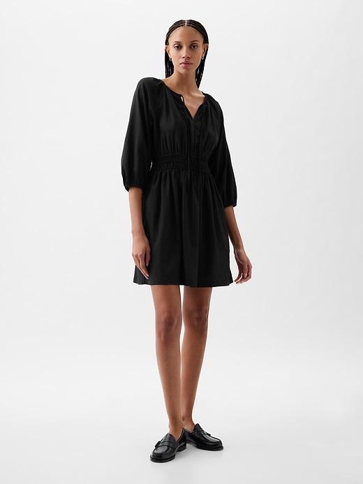 Linen-Blend Mini Dress Product Image