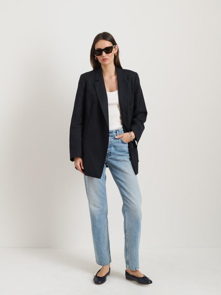 Soho Waisted Blazer In Linen Cotton Product Image