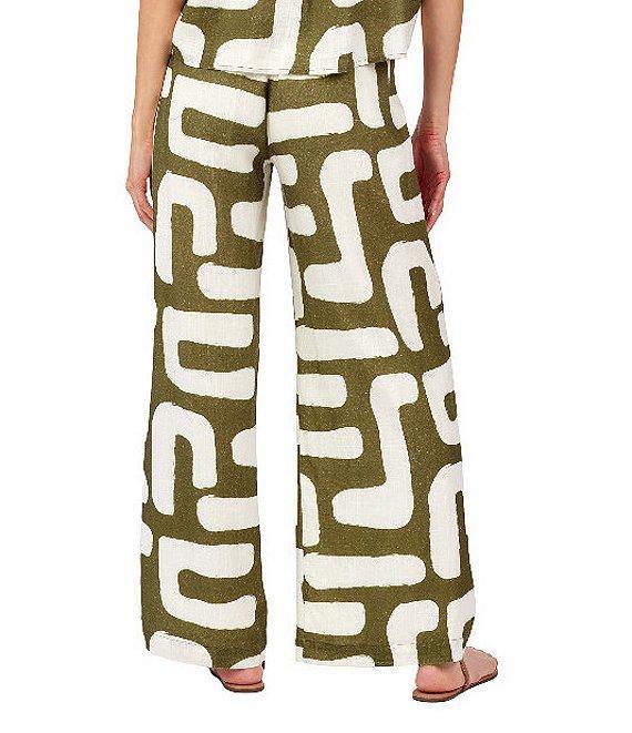 CROSBY by Mollie Burch Ida Linen Blend Abstract Print Oversized Button Front Linen Blend Coordinating Top Product Image
