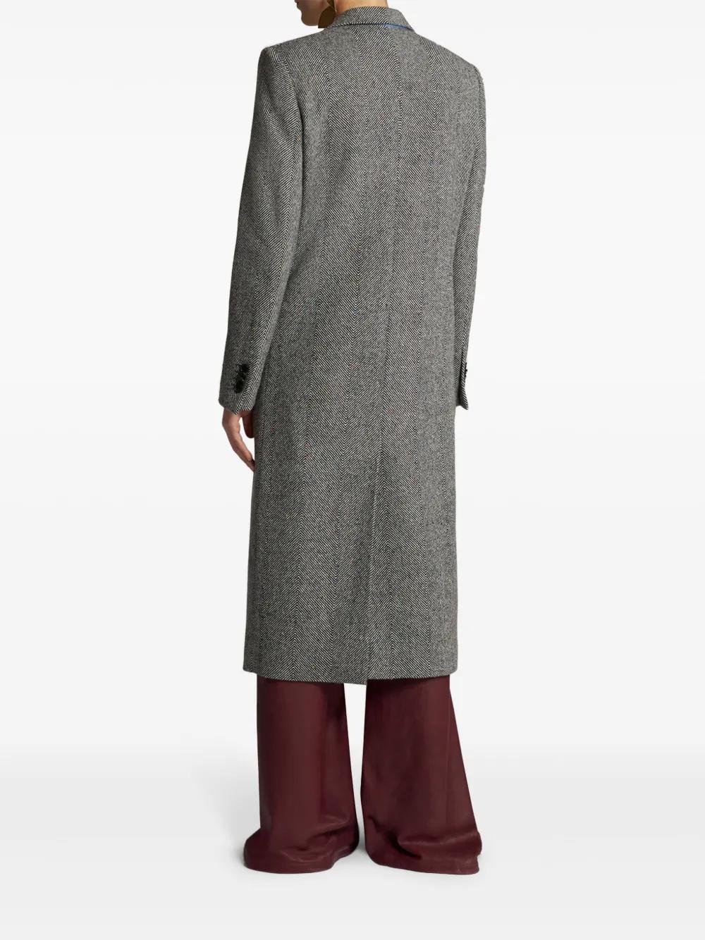 herringbone-pattern double-breasted coat  Product Image
