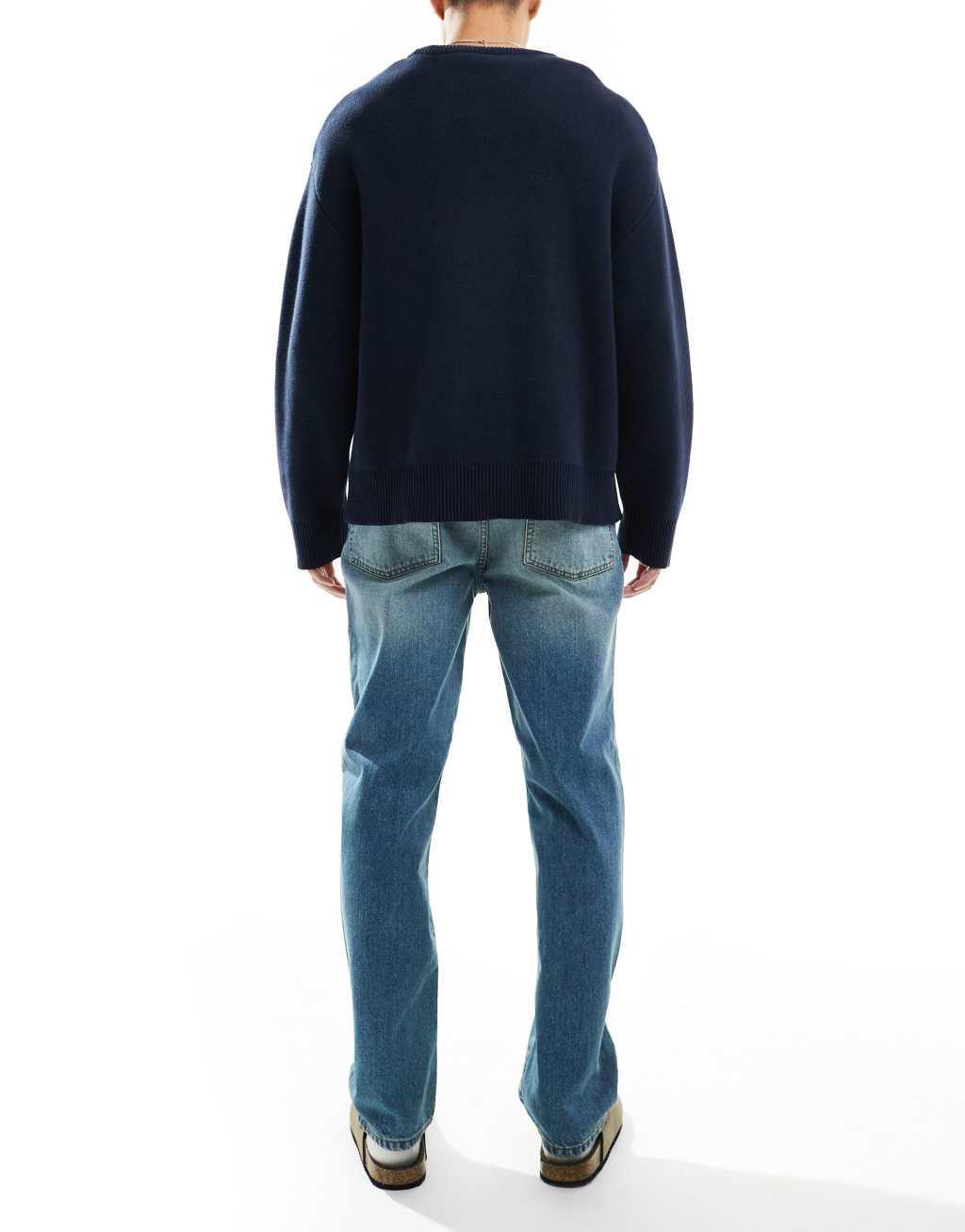 ASOS DESIGN straight leg jeans in tinted vintage light wash blue Product Image