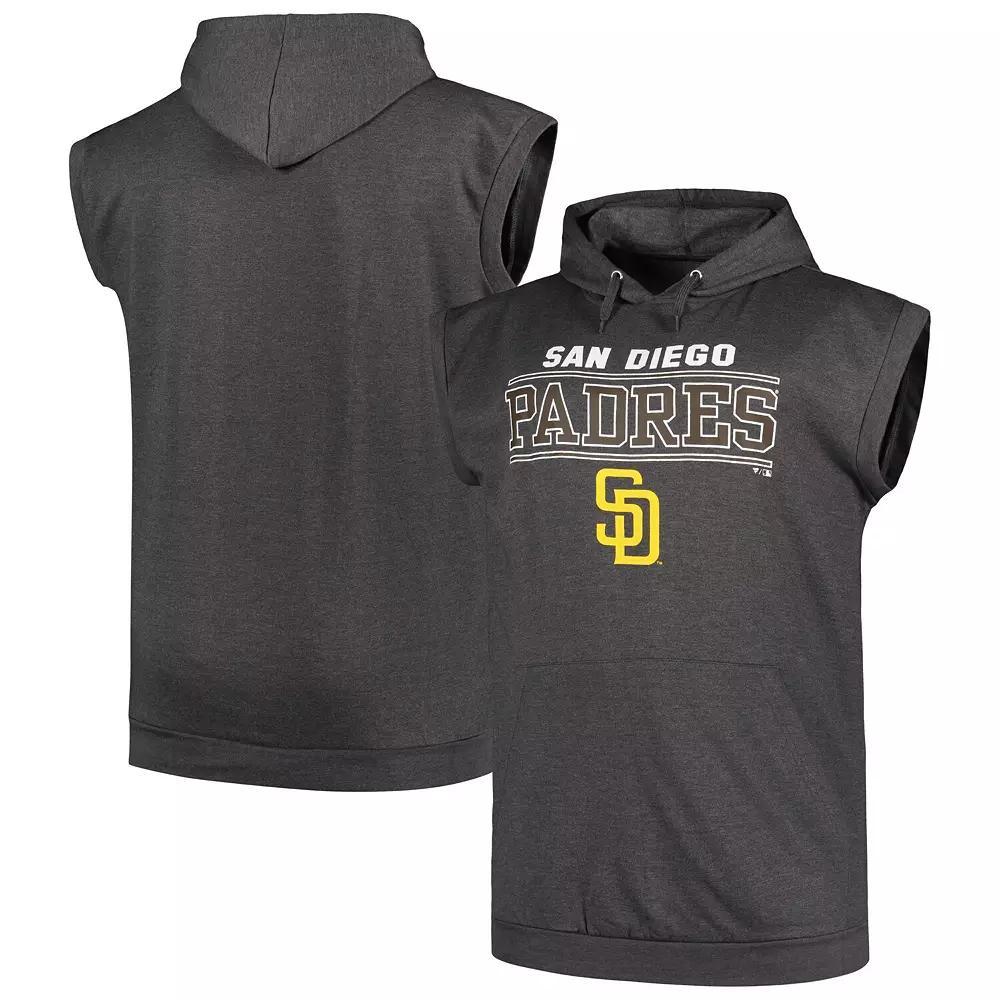 Men's Profile Heather Charcoal San Diego Padres Big & Tall Muscle Sleeveless Pullover Hoodie, Size: 2XLT Product Image