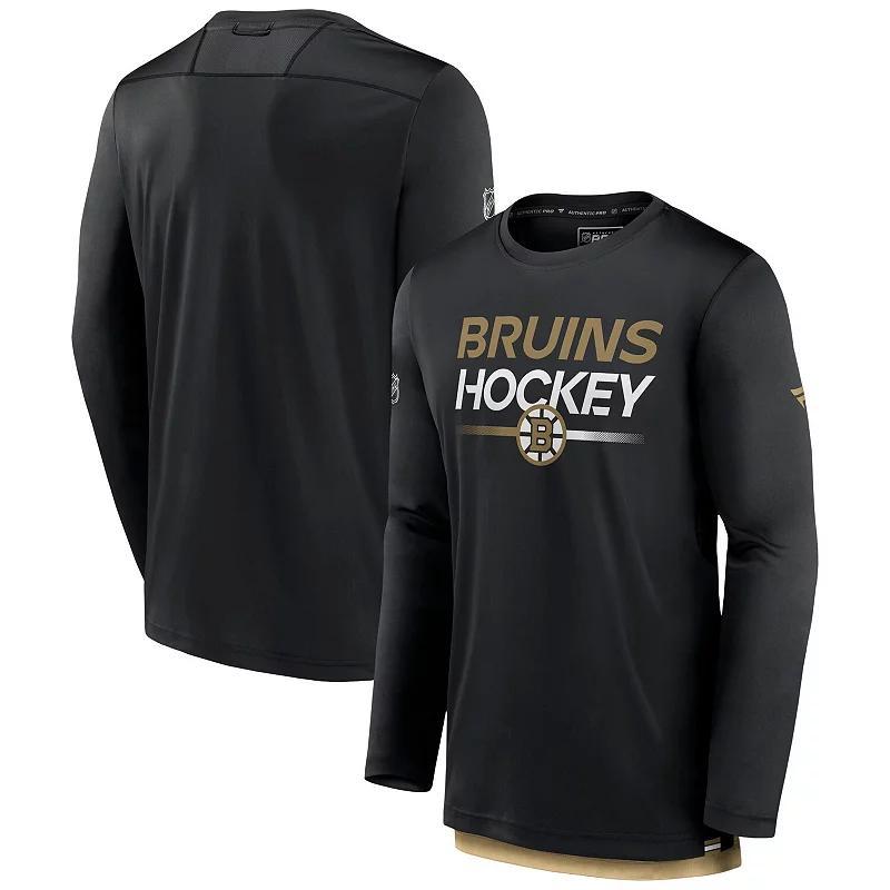 Men's Fanatics Branded  Black Minnesota Wild Authentic Pro Long Sleeve T-Shirt, Size: Small Product Image