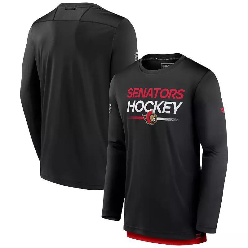 Men's Fanatics Branded  Black Minnesota Wild Authentic Pro Long Sleeve T-Shirt, Size: Small Product Image