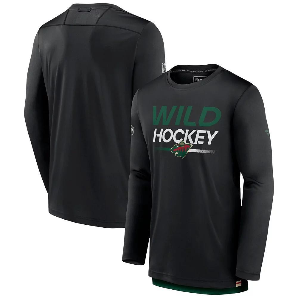 Men's Fanatics Branded  Black Minnesota Wild Authentic Pro Long Sleeve T-Shirt, Size: Small Product Image