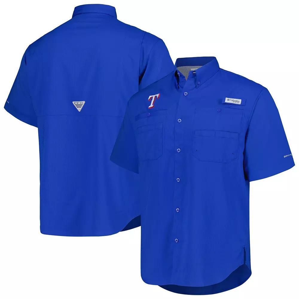 Men's Columbia Royal Texas Rangers Tamiami Omni-Shade Button-Down Shirt, Size: Medium, Blue Product Image