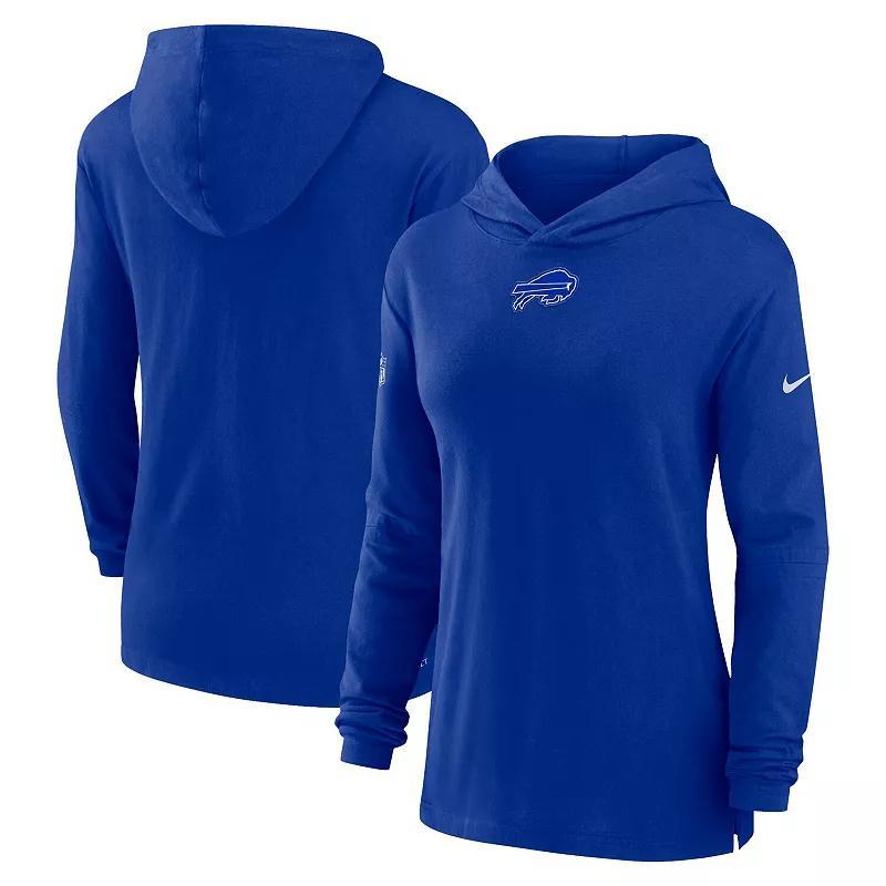 Womens Nike Royal Buffalo Bills Sideline Performance Long Sleeve Hoodie T-shirt Product Image