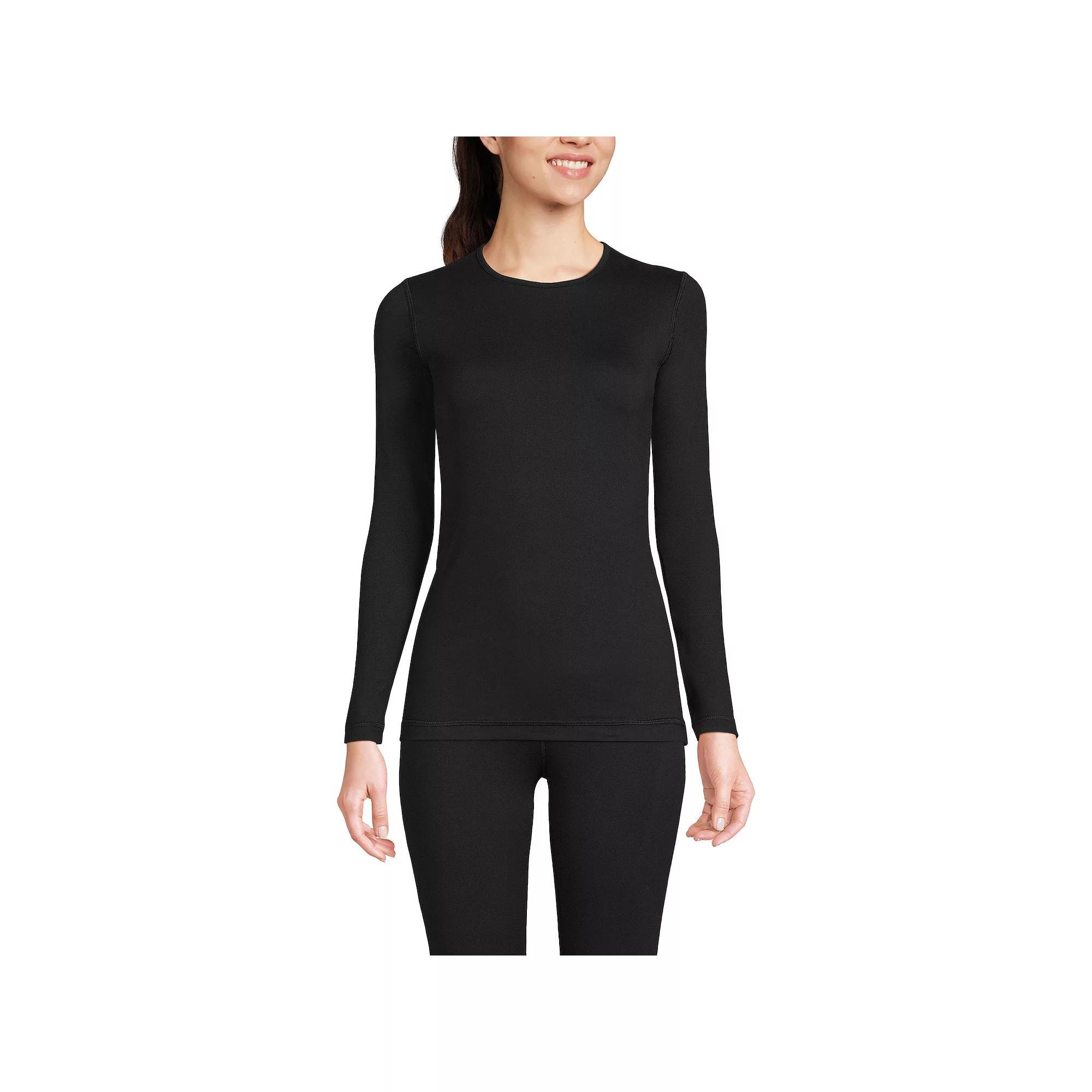 Petite Lands' End Thermaskin Long Underwear Crewneck Top, Women's, Size: Small Petite, Black Product Image