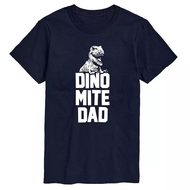 Mens Dinomite Dad Tyrannosaurus Rex Graphic Tee Blue Product Image