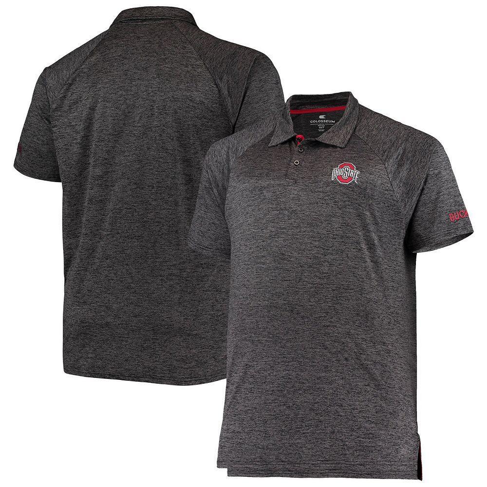 Men's Colosseum Heathered Black Ohio State Buckeyes Big & Tall Down Swing Polo, Size: 6XB, Charco Product Image