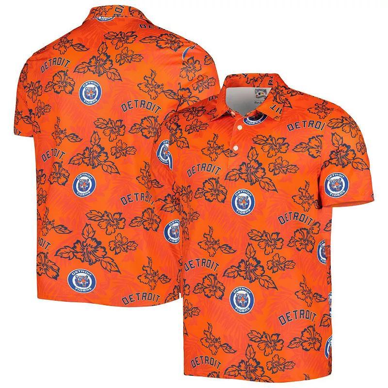 Men's Reyn Spooner Orange Detroit Tigers Cooperstown Collection Puamana Print Polo, Size: 2XL Product Image