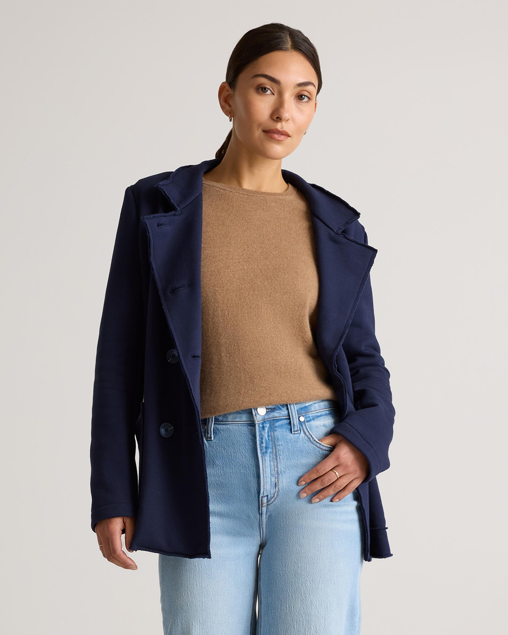 100% Organic Cotton French Terry Fleece Peacoat Product Image