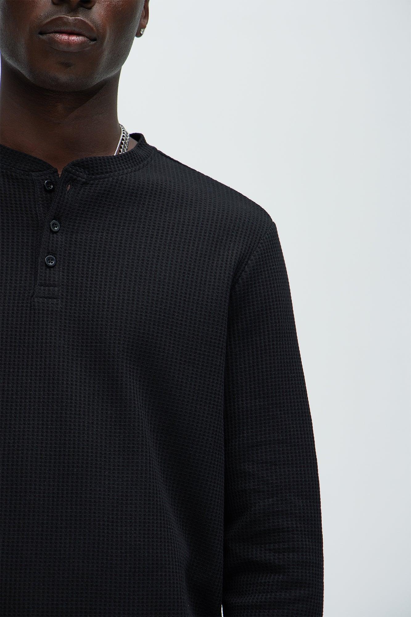 Wesley Long Sleeve Henley - Black Product Image