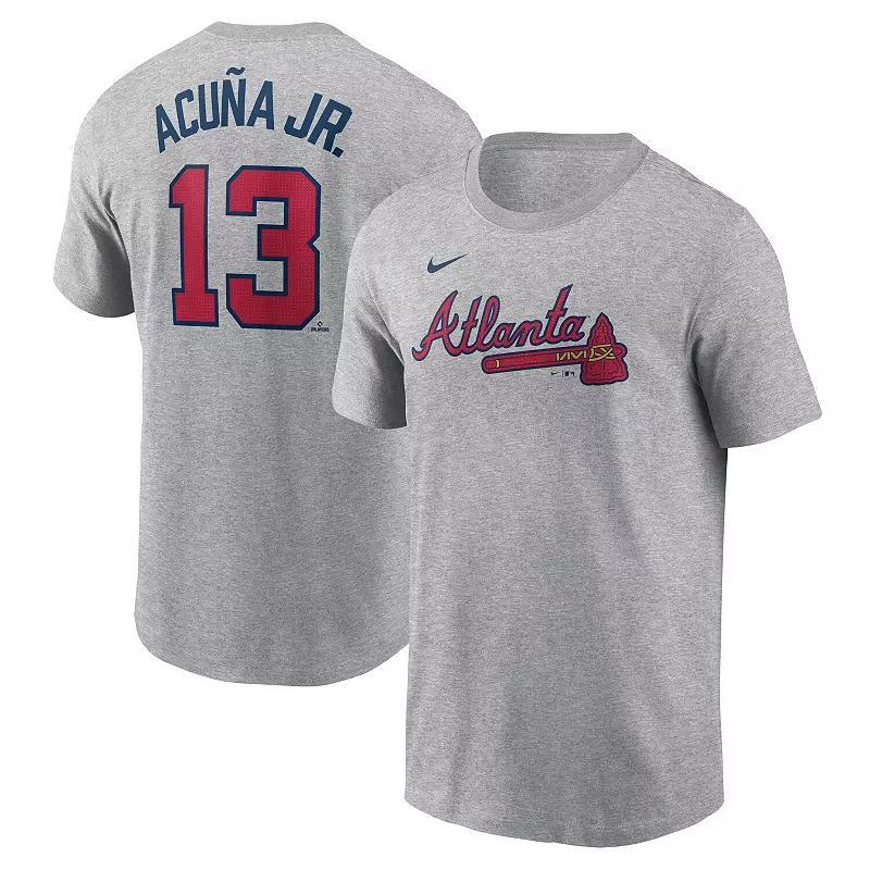 Mens Nike Ronald Acua Jr. Gray Atlanta Braves Fuse Name & Number T-Shirt Product Image