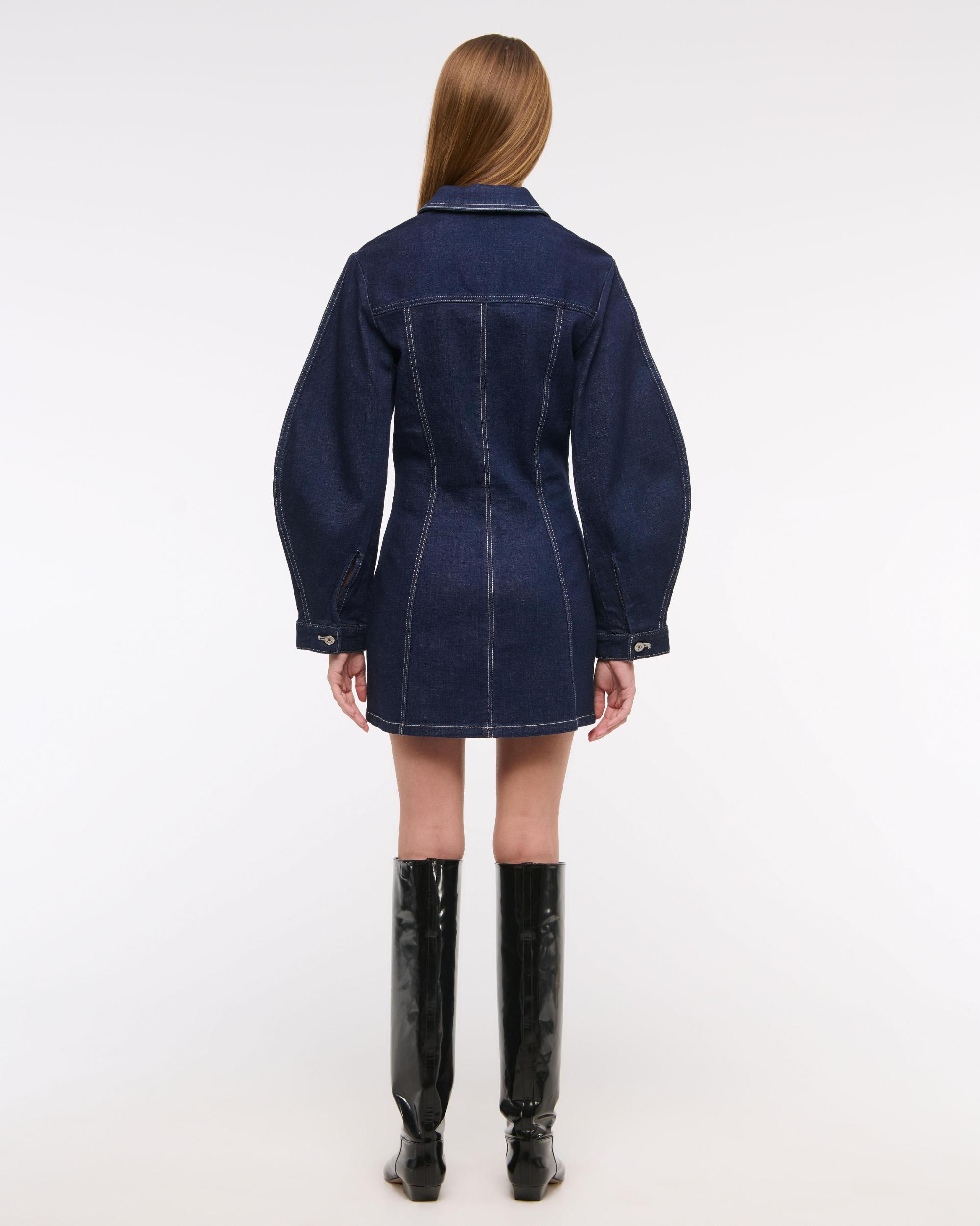 Barrel Sleeve Denim Shirt Dress Product Image