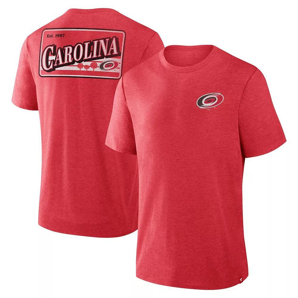 Men's Fanatics Heather Red Carolina Hurricanes Fan Lanes Tri-Blend T-Shirt, Size: Medium Product Image