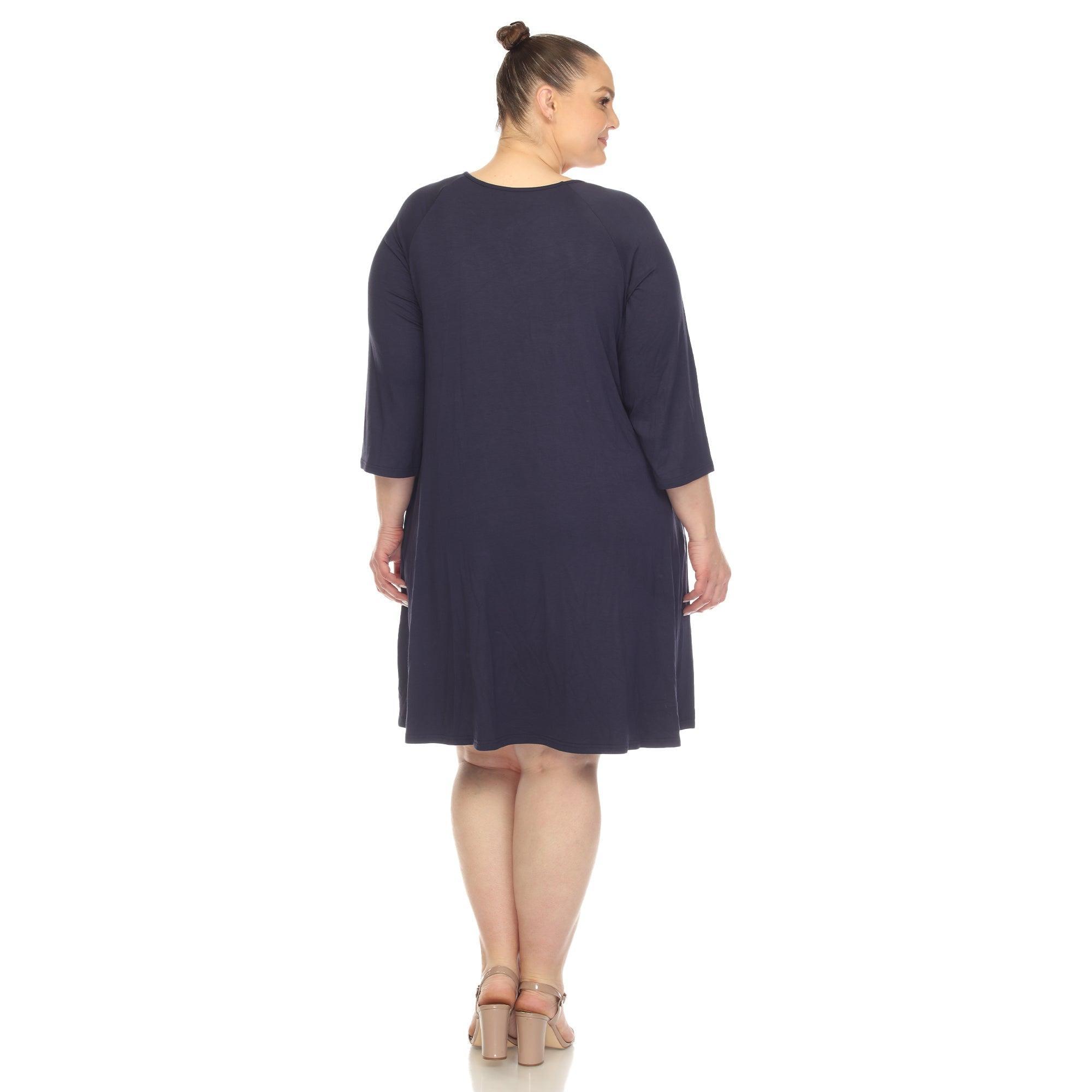 Criss Cross Neckline Swing Midi Dress - Plus Product Image