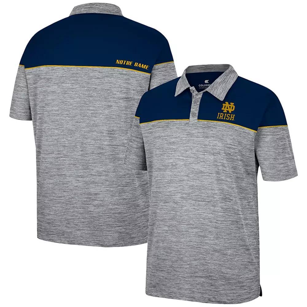 Men's Colosseum Heathered Gray/Navy Notre Dame Fighting Irish Birdie Polo, Size: Medium, Grey Product Image