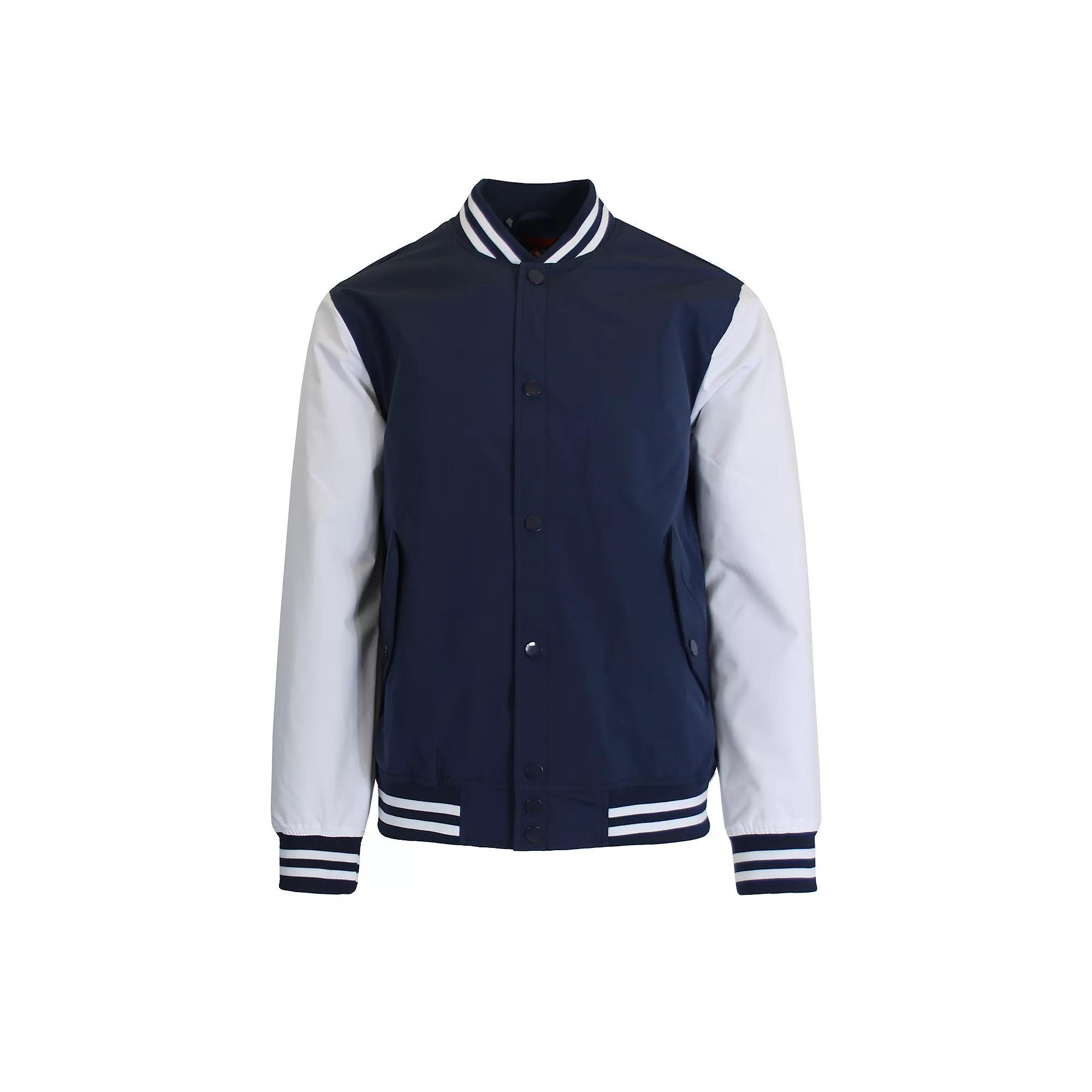Men's Spire by Galaxy Lightweight Varsity Jacket, Size: XL, Navy White Product Image