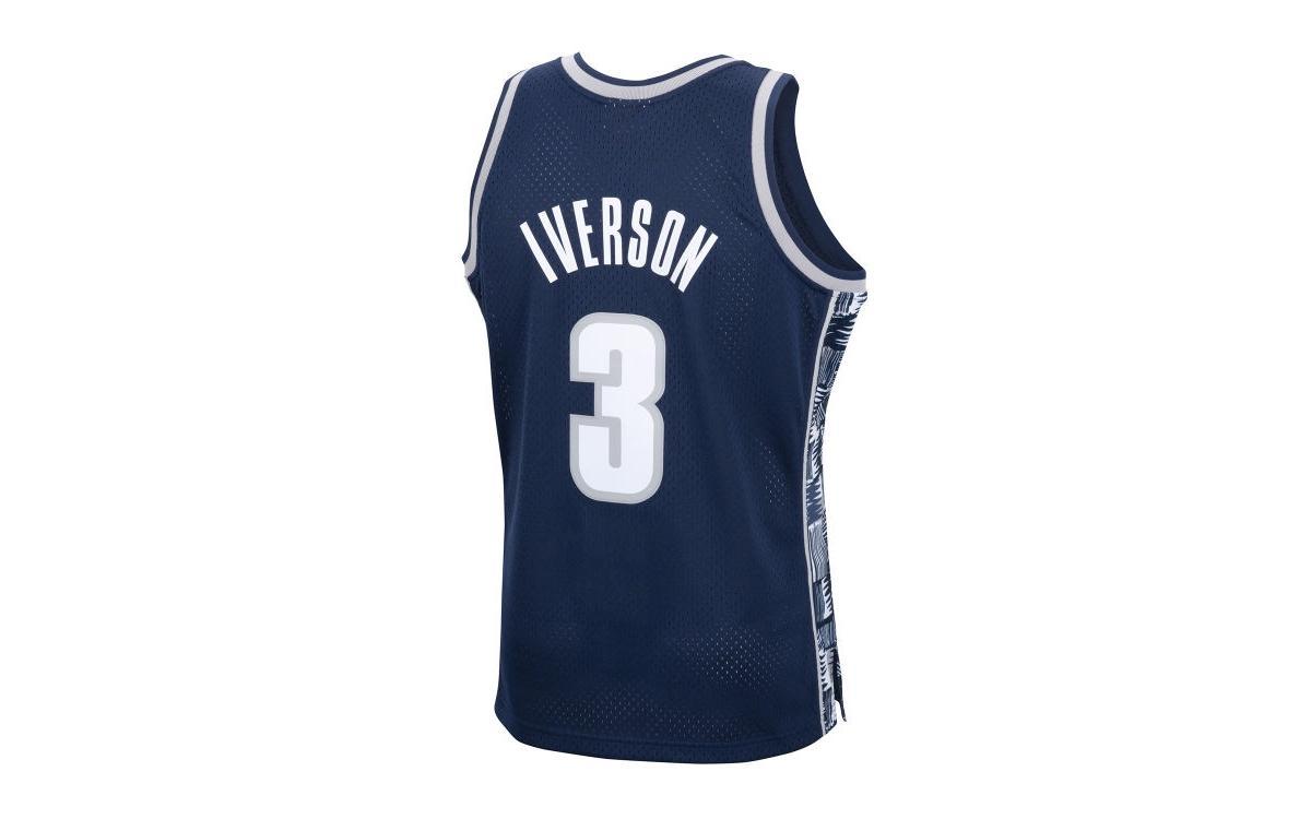 Men's Mitchell & Ness Allen Iverson Navy Georgetown Hoyas 1995-96 Swingman Replica Jersey, Size: Small, Grg Blue Product Image