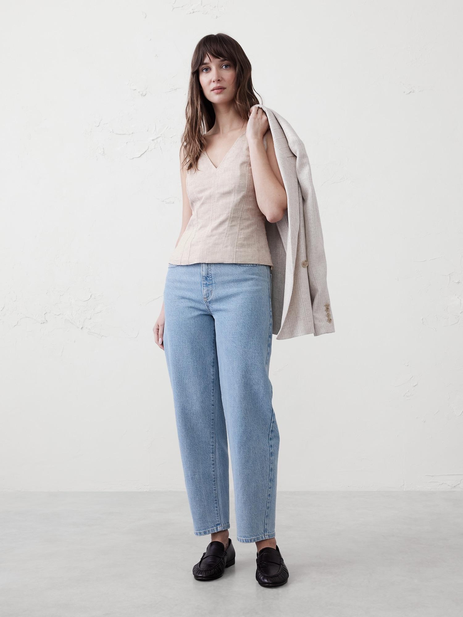 Linen-Blend Corset Top Product Image