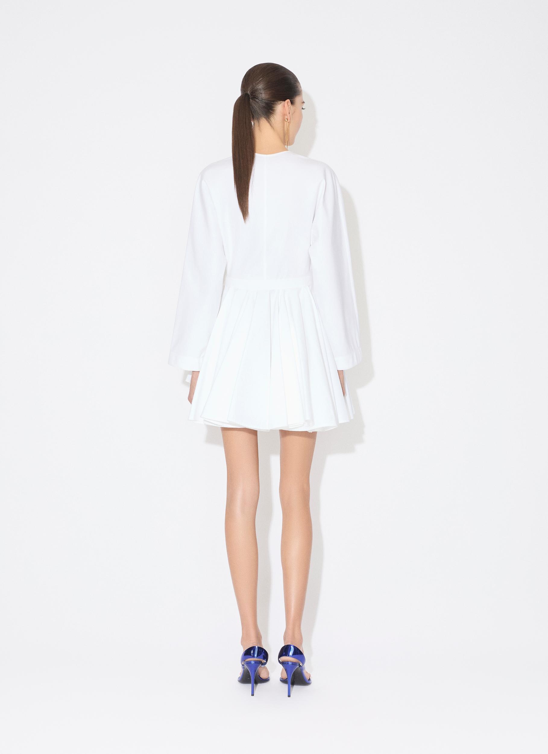 WHITE COTTON POPLIN SHORT DRESS Product Image